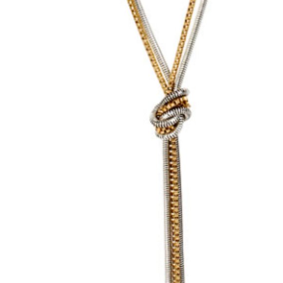 Kenneth Cole Two-Tone Knot Y-Necklace Silver/Gold - Picture 1 of 3
